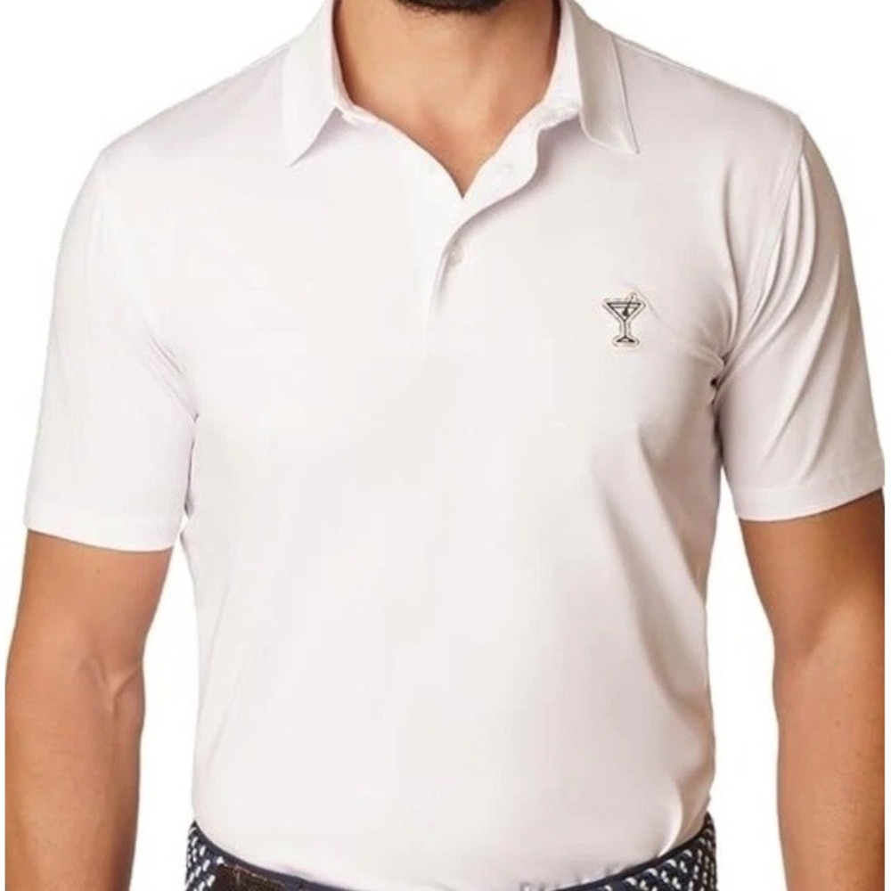 New $98 Robert Graham Men's Martini Time Short Sleeve Polo Shirt White Size 3XL